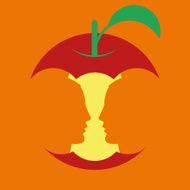 Optical illusion Head to head or an apple? Vector N2