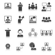 Business People Meeting Icons Set