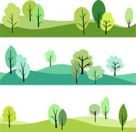 set of landscape with trees N2