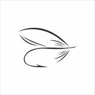Fly-fishing on white background