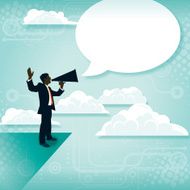 Megaphone Business Man with Speech Bubble