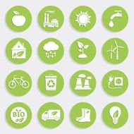 Set of Green Ecology Flat Icons