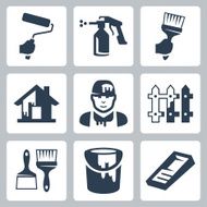 Vector house painter icons set