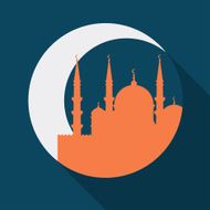 Islamic greeting card with mosque in flat design style N3