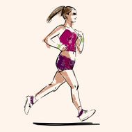 handdrawn sketch of running woman