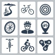 Vector bicycling cycling icons set