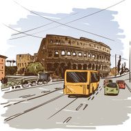 Rome Coliseum hand drawn vector illustration N5