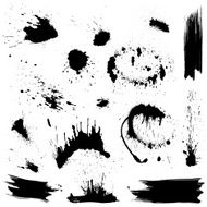 Set of black blots and ink splashes