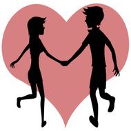 Happy running couple (silhouette) N2