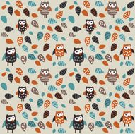 Seamless pattern owl and leaves