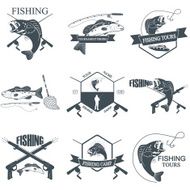 Set of vintage fishing labels badges and design elements N4