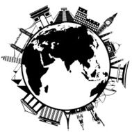 The concept of traveling around the world