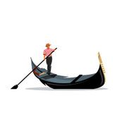 Venice gondola gondolier rowing oar sign Vector Illustration N3