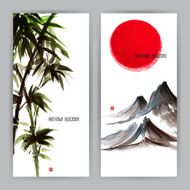 two banners with Japanese natural motifs