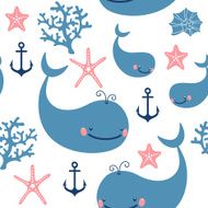 Seamless pattern with cute whales N4