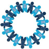 European Union and greek boys circle