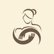 mother and baby vector symbol in simple lines N2