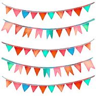 Hand painted watercolor colorful flags N2