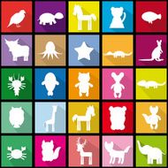 Set silhouettes of animals seamless pattern in Trendy Flat Style