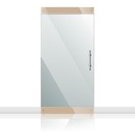 Glass door with chrome silver handles set