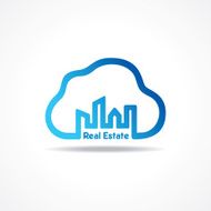 creative city building icon attach with cloud design concept