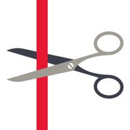 Scissors cutting a red ribbon N2