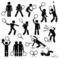 Tennis Player Actions Poses Postures Stick Figure Pictogram Icons