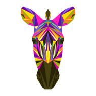 Abstract bright motley polygonal triangle geometric zebra isolated on white N2