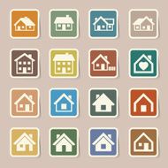 Houses icons set Real estate N5