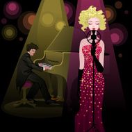 pretty singer lady and pianist on stage