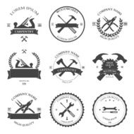 Carpentry tools labels and design elements