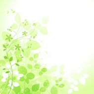 Bright green spring design with leaves and flowers