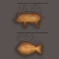 Illuminated Set of Wooden Signboards