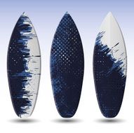 Vector Surfboards Design Template with Abstract Grungy Pattern