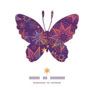 Vector textured christmas stars butterfly silhouette pattern frame
