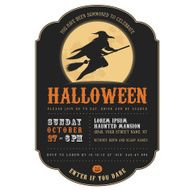 Vintage Halloween party invitation with a witch N2