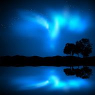 Northen lights over serene landscape