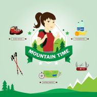 Young woman excursionist vector illustration