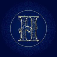 Vintage floral alphabet letter H