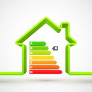 Green house outline with energy efficiency rating