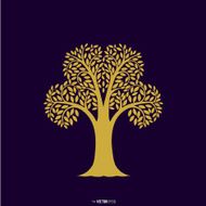 Tree symbol Asia style isolate black background Vector illustration