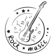 icon with a bass guitar and notes