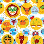 Funny seamless vector pattern with zodiac sign