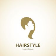 Stylized vector woman&#039;s face in profile abstract logo N2