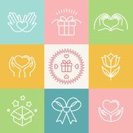 Vector linear gift icons and logos