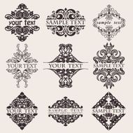Set Of Nine Ornate Banner Text Quad N3