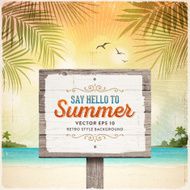 Tropical Retro Beach Summer Wooden Sign Background