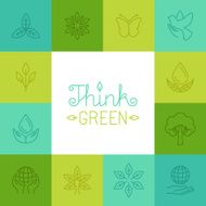 Vector think green concept in linear style