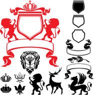 Set of heraldic silhouettes elements N3