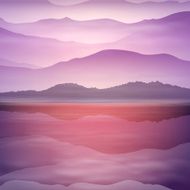Background with sea and mountain Sunset time N2
